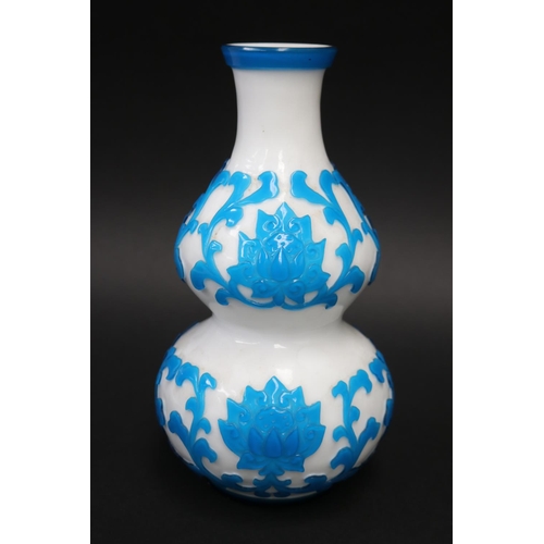Chinese Peking glass double gourd vase,