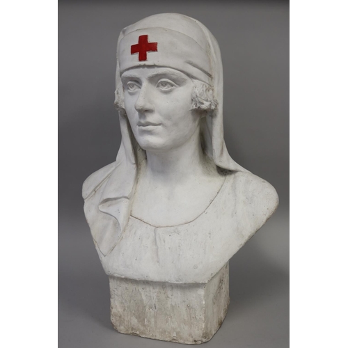 Antique WWI plaster bust of a Red Cross
