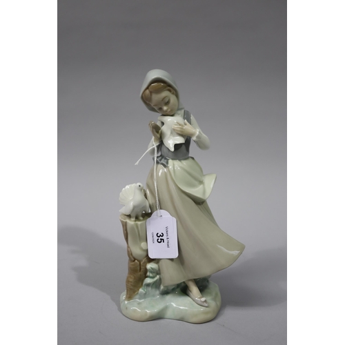 Lladro girl with doves, approx 22cm