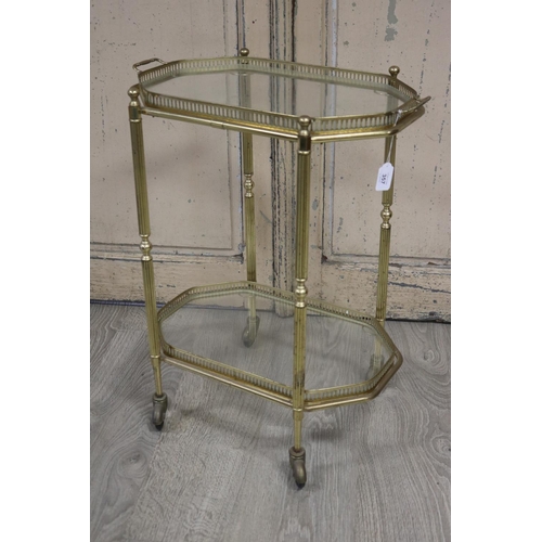 Vintage brass and glass two tiered