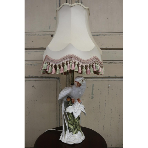 Italian ceramic parrot lamp, A/F