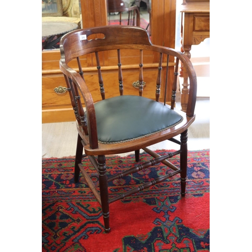 Antique oak desk chair spindle back