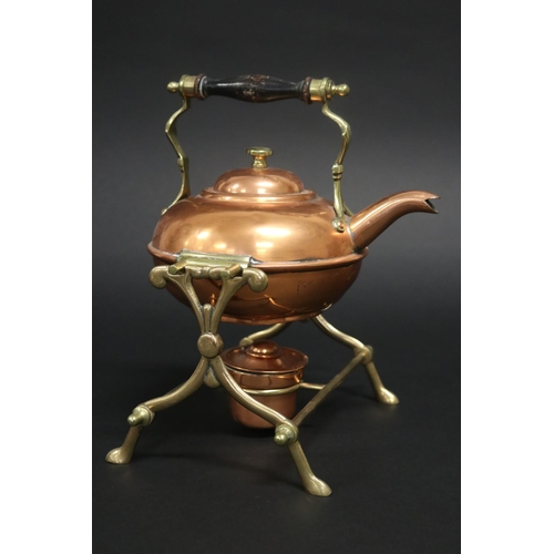 Copper & brass spirit kettle with burner,