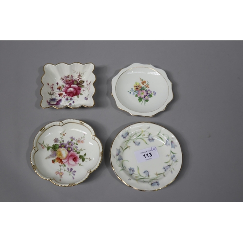Four pin dishes to include Royal
