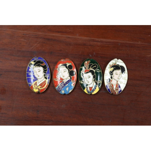 Cloisonne oval beads decorated with