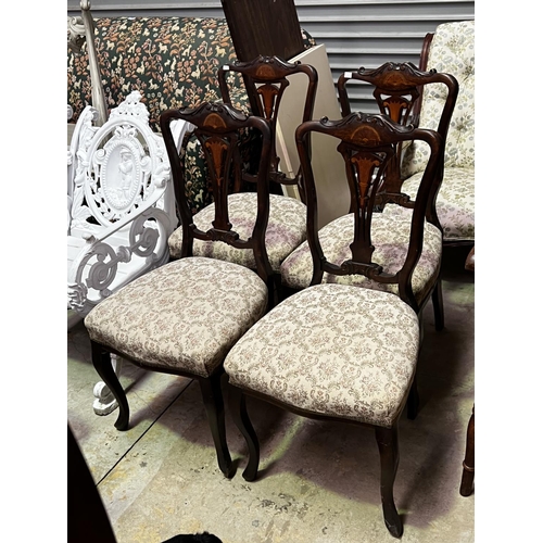 Set of four late Victorian inlaid parlour