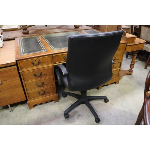 Twin pedestal desk and office chair,