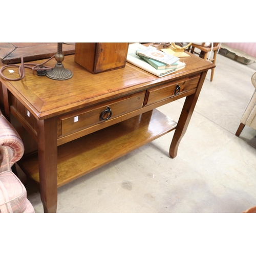 Two drawer pine hall table, approx