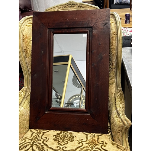 Recycled wood rectangular framed mirror,
