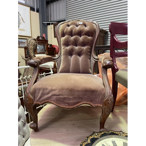 Antique Victorian grandfather chair,