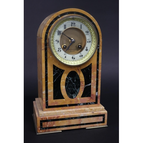 Antique Sienna marble mantle clock,