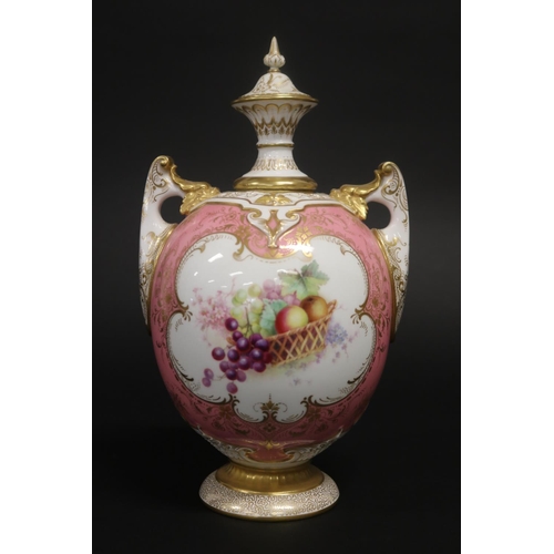 Royal Worcester twin handled pink