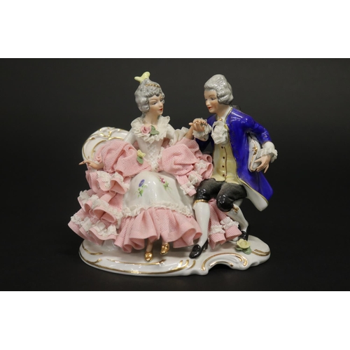 Dresden porcelain figure group of courting