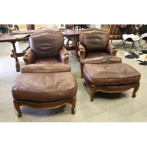 Pair of French Louis XV style leather