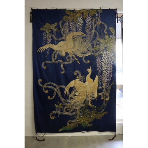 Very rare large blue ground silk