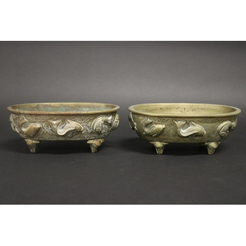 Pair of heavy cast brass jardinieres,