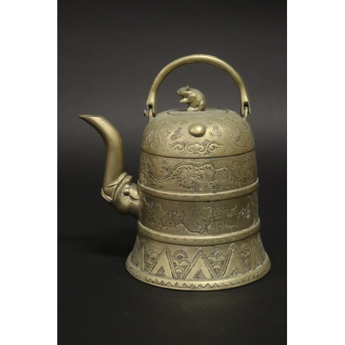 Chinese brass teapot, with dragon