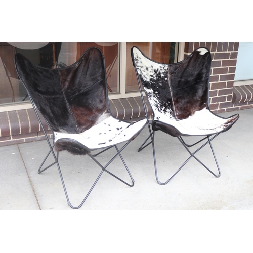 Pair of cow hide butterfly chairs