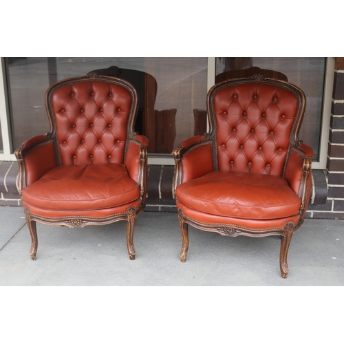 Pair of French Louis XV style leather