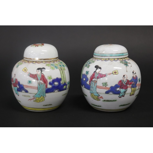 Two similar Chinese porcelain famille