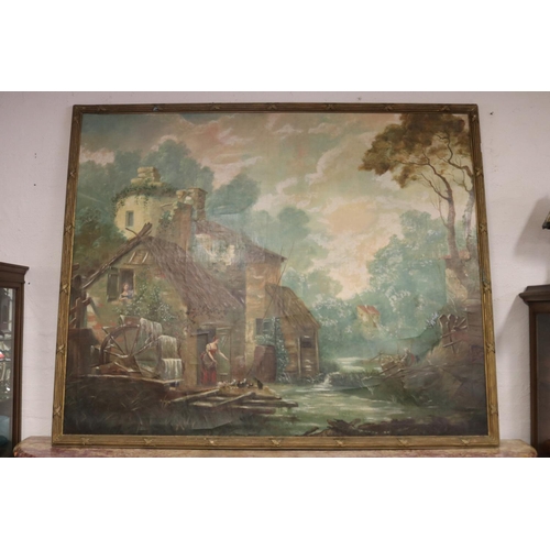 Large antique French school, watermill