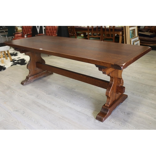 French oak trestle table, approx