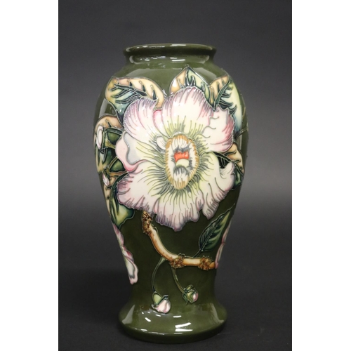 Moorcroft baluster green vase,