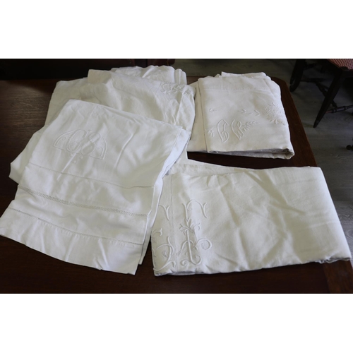 Four Antique French linen bed sheets,