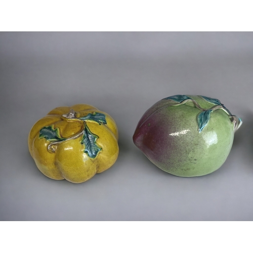 TWO CHINESE PORCELAIN ALTAR FRUITS.