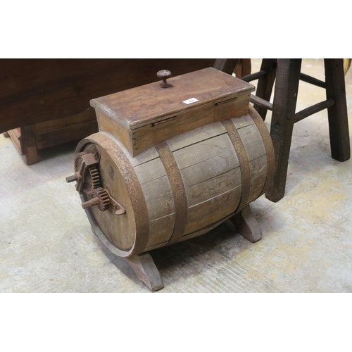 Antique French wooden butter churn,
