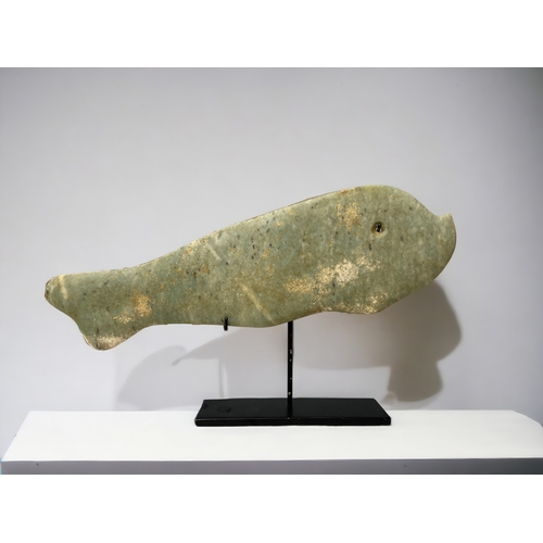 A Chinese hardstone Fish sculpture.Mounted