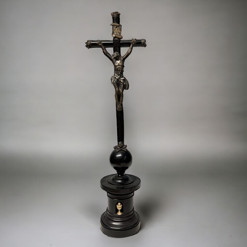 A French ebony & metal Altar cross.Height