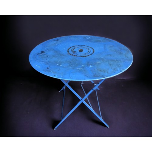 A French Metal Blue Bistro TableDiameter