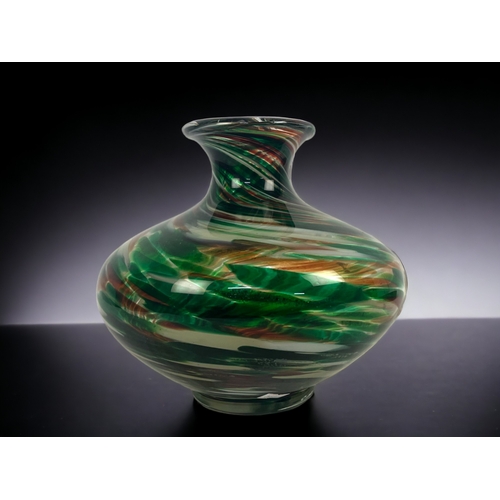 A large Art glass hand blown vase.Multicoloured