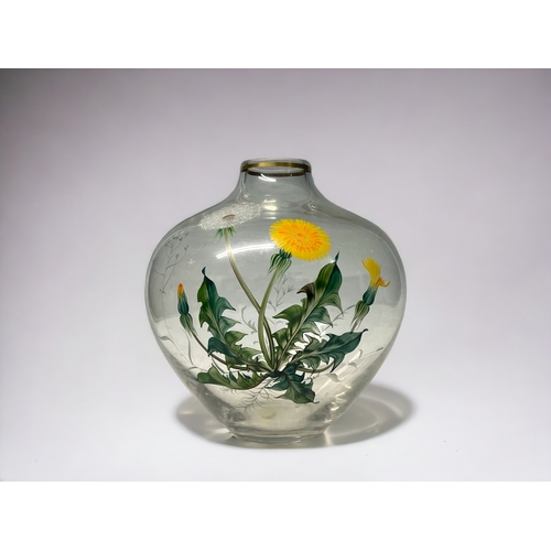 Antique hand painted glass vase.