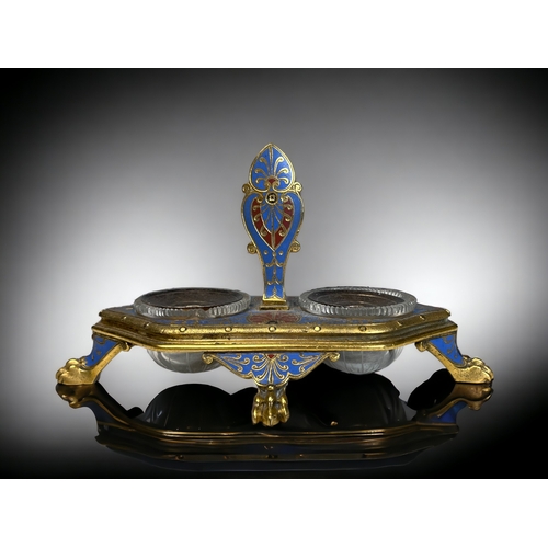 AN ELKINGTON ORMOLU & CHAMPLEVE ENAMEL