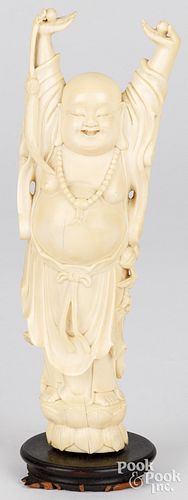 CHINESE CARVED IVORY BUDDHA, LATE