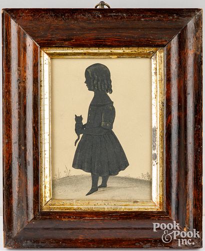 SILHOUETTE OF A GIRL WITH CAT,