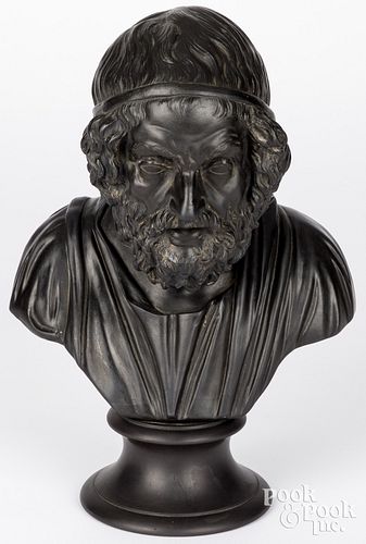 WEDGWOOD BLACK BASALT BUST OF HOMERWedgwood