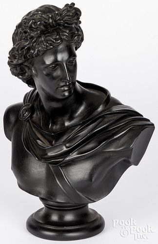 BLACK CERAMIC BUST OF APOLLOBlack