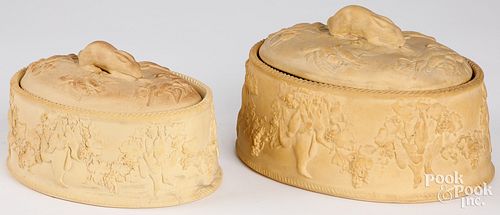 TWO WEDGWOOD CANEWARE GAME PIE
