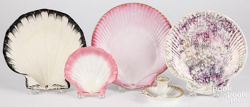 FOUR WEDGWOOD SHELL FORM DISHES,