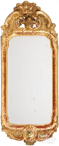 GEORGE II GILTWOOD LOOKING GLASS,