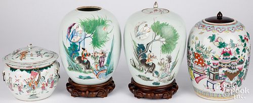 THREE CHINESE PORCELAIN GINGER