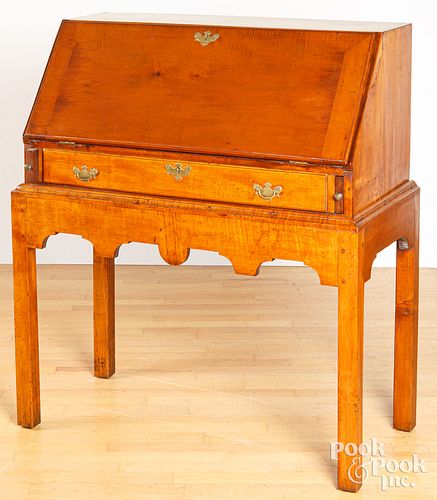CHIPPENDALE TIGER MAPLE DESK ON