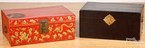 TWO ASIAN LACQUER TRUNKSTwo Asian