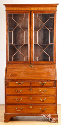 GEORGE III MAHOGANY TWO PART SECRETARY,