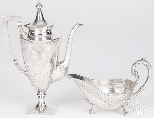 STERLING SILVER TEAPOT AND GRAVY BOATSterling