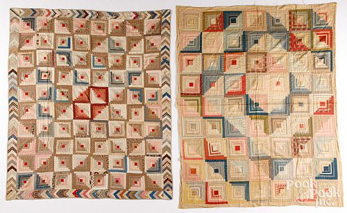 TWO LOG CABIN QUILTS, LATE 19TH
