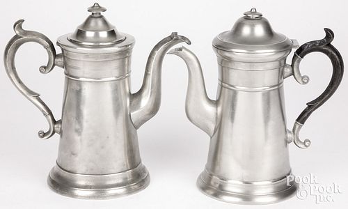 TWO PEWTER COFFEEPOTSTwo pewter